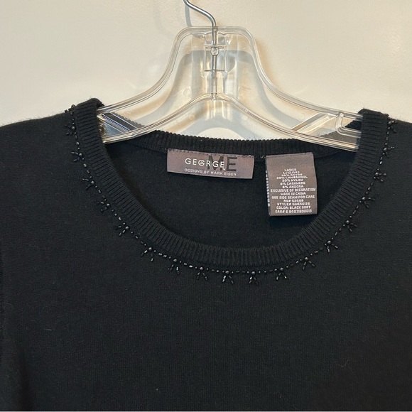 George Ladies Black Knit Tank size L with Beaded Neckline - Picture 2 of 3